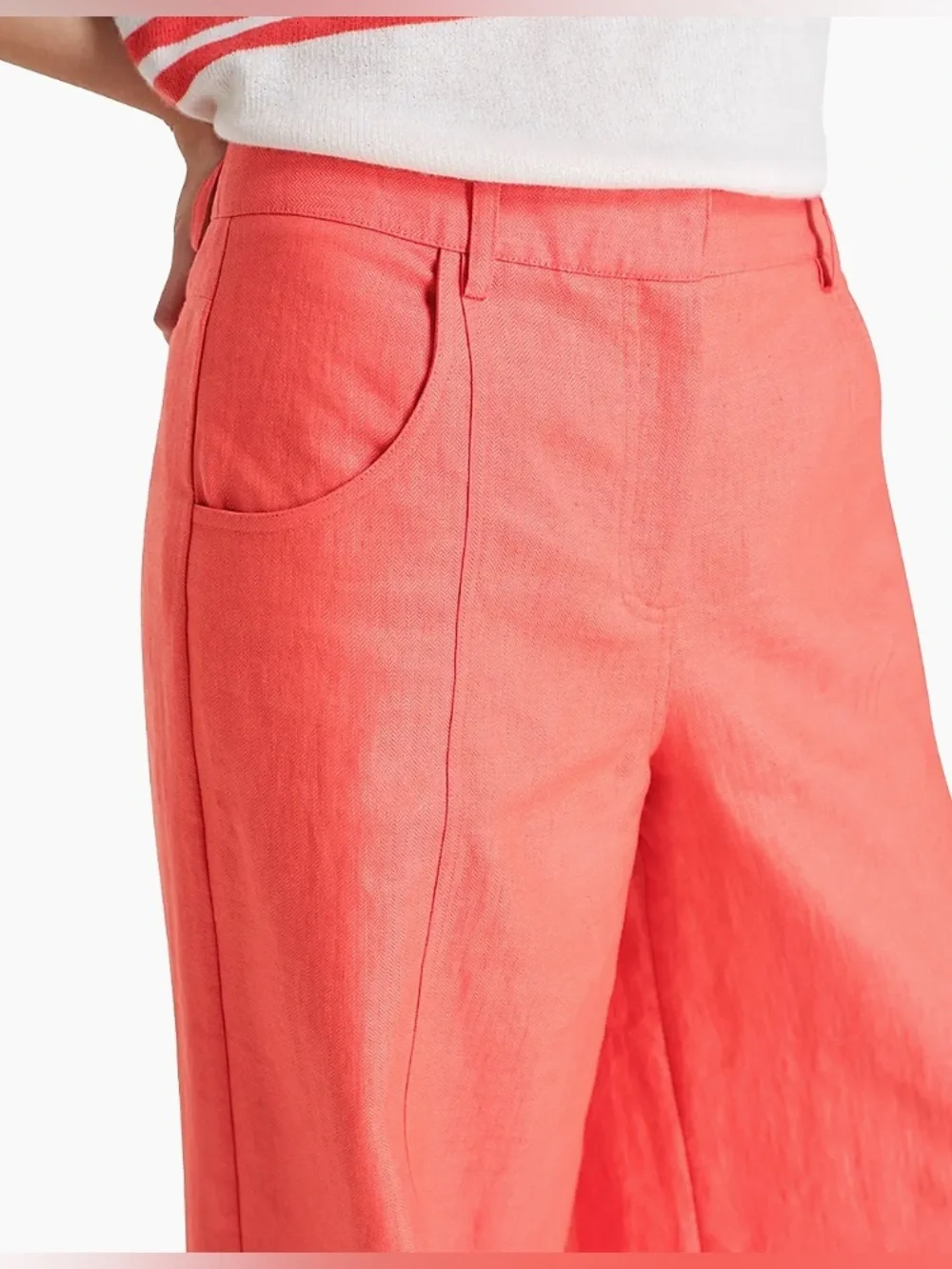 NWOT TWP Dees Cotton-Linen Wide-Leg Trousers Size 4 Poppy Color - Picture 4 of 7